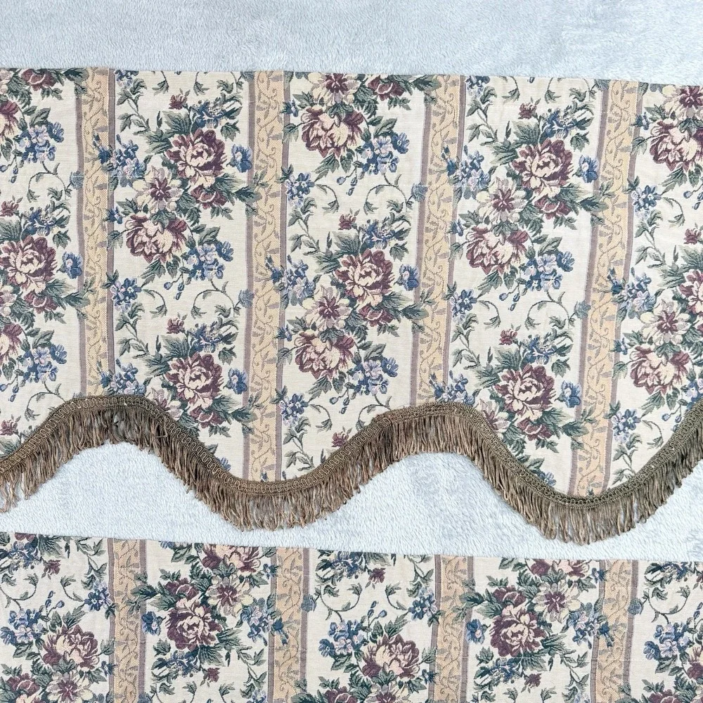Waverly Felicite‎ Jacobean Valance Set Dark Florals Whimsigoth Fringe 50